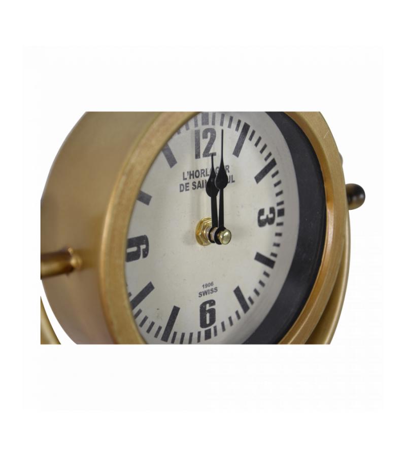 Tafelklok Luzern gouden retro stijl 24x26x13 cm